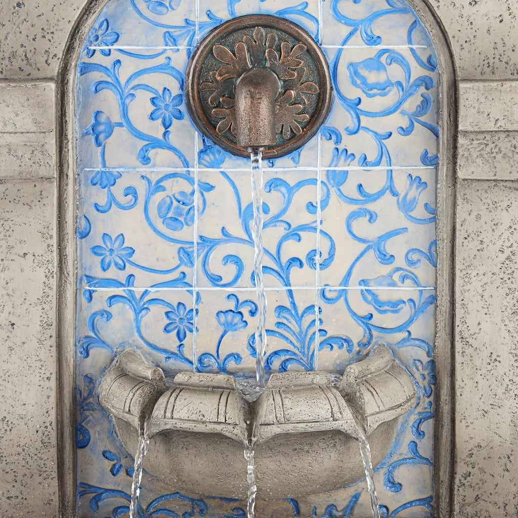 Manhasset 30 1/4" High Large Italian Outdoor Decor Blue Faux Stone Floor Fountain Standing Waterfall Tiered Cascading