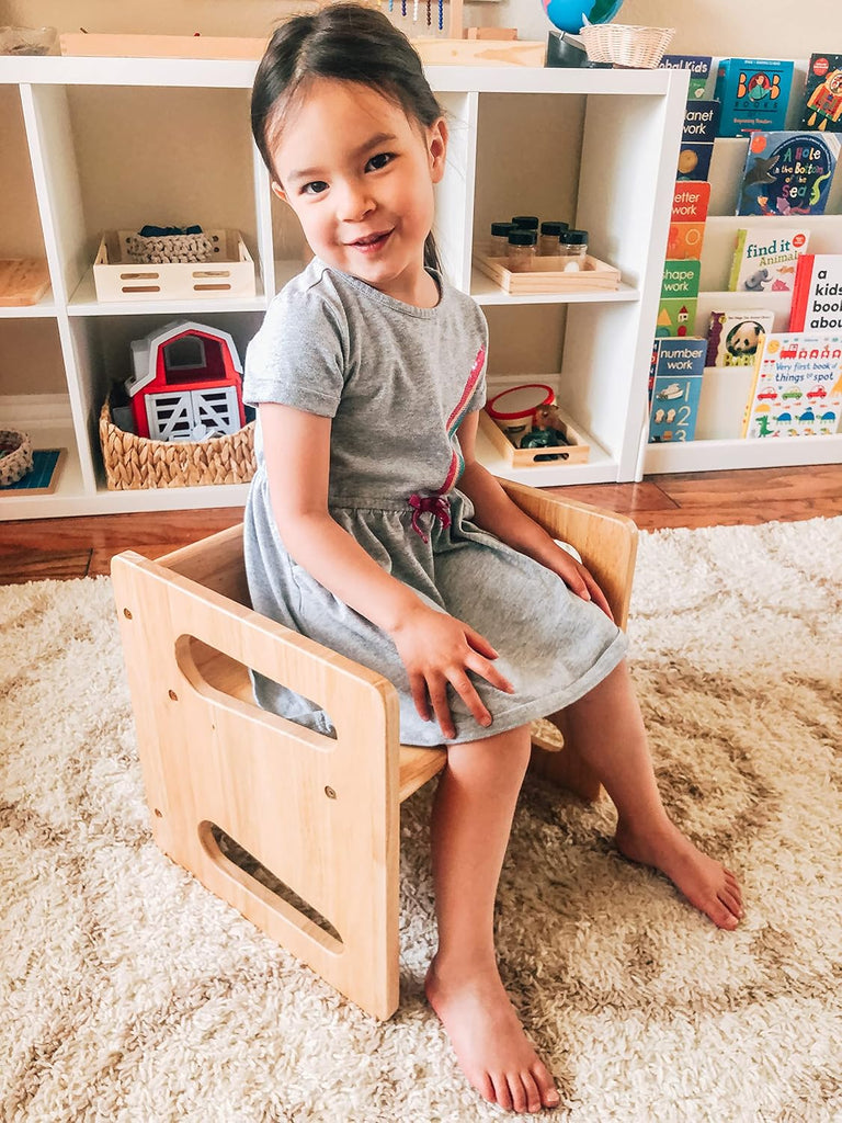 Weaning Table and Chair (15 inch) - Solid Wooden Toddler Chair/Table - Cube Chair for Toddlers - Hardwood - Kids