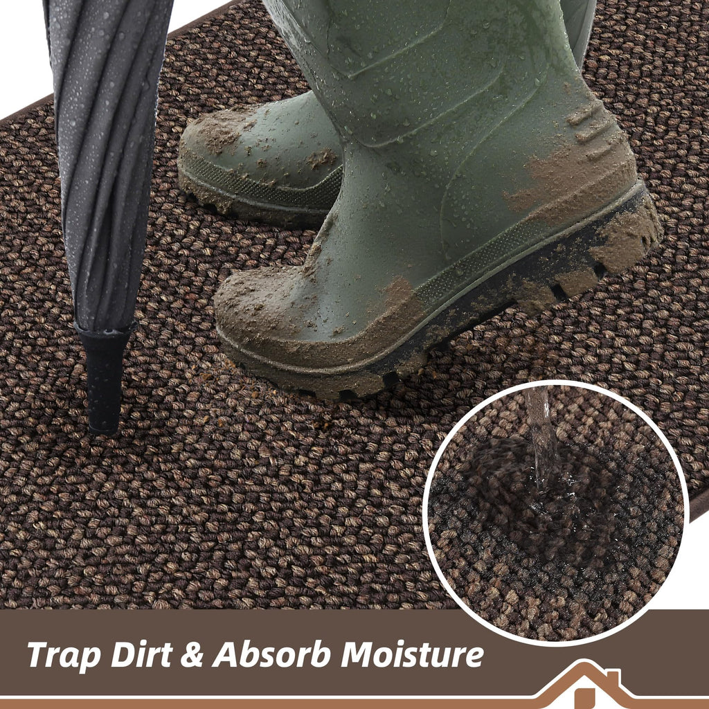 Dirt Trapper Door Mat 20" x 48", Non-Slip Washable Doormats, Mocha
