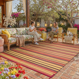 Outdoor Plastic Straw Rug Waterproof Patio 8x10 Red Orange Stripe Mat for Porch Camping RV Balcony D