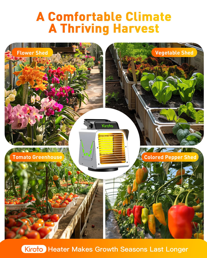 1500w Greenhouse Heater, with APP Remote Control, Portable Outdoor Winter Heater With Thermostat For Plants Vegetables