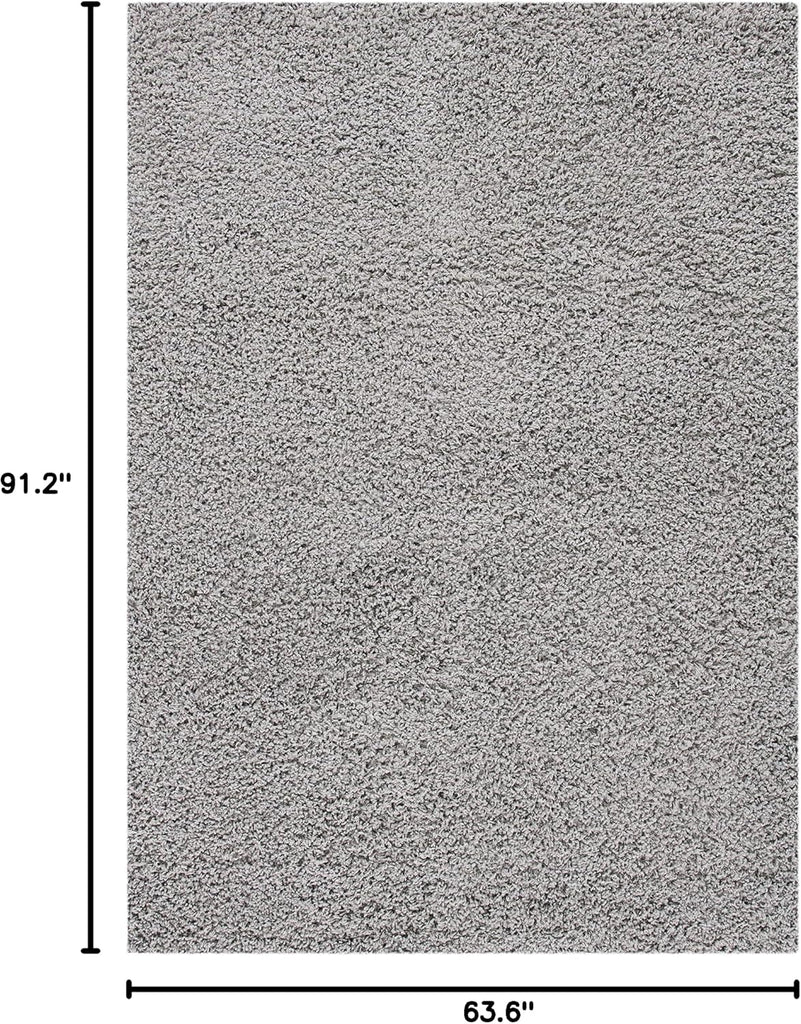 Venus Shag Collection Area Rug - 5'3" x 7'6", Light Grey, Solid Design, Non-Shedding & Easy Care, 1.8-inch Thick
