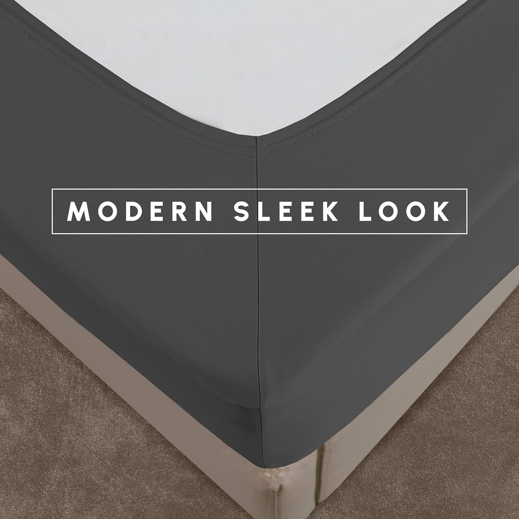 Box Spring Cover - Stretchy and Snug Fit Wrap Around 4 Sides Bed Skirt - Jersey Knit, Sleek Alternative for Bed