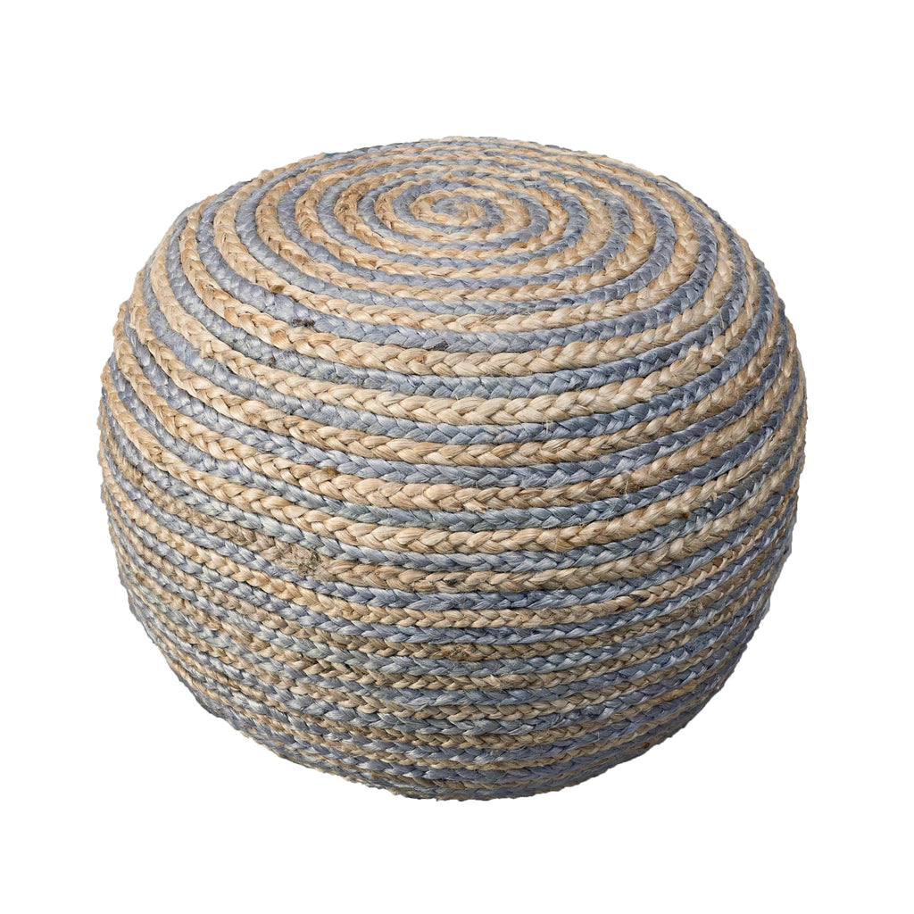 L.R. Resources Corcovado Au Naturel Braided Pouf Ottoman, 14" x 20", Natural