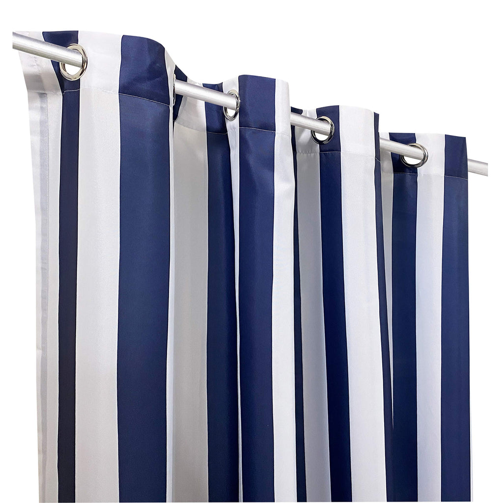 Seaside Stripe Indoor/Outdoor Grommet Curtain Panel - Pair Each 50" x 96" in Indigo