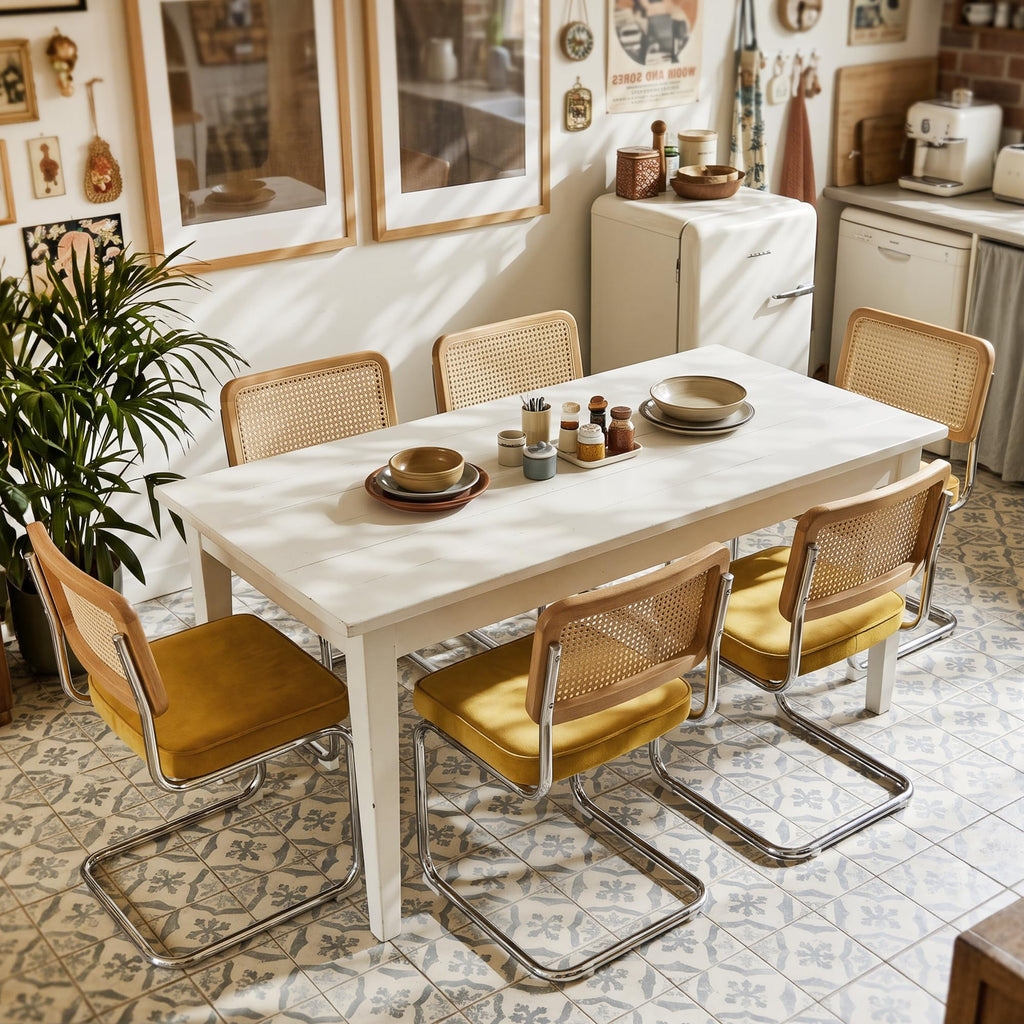 Cesca Dining Chair Set of 4, Chair with Natural Cane Back (Gold)