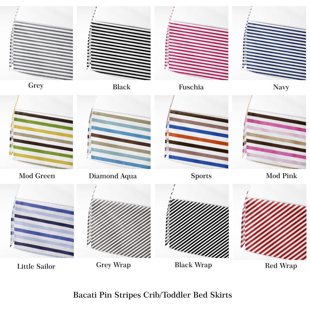 Love 100 Percent Cotton Percale Crib/Toddler Bed Skirt (Warp Stripes, Black)