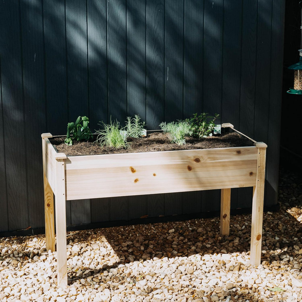 Expressions Wooden Raised Garden Bed | 48" x 24" x 30" Elevated Planter Box with Included Bed Liner | Outdoor