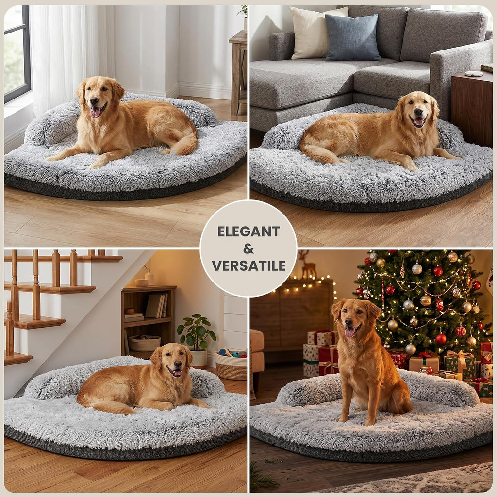Corner Dog Bed for Large Dogs, Medium Fluffy Orthopedic Pet Bed
