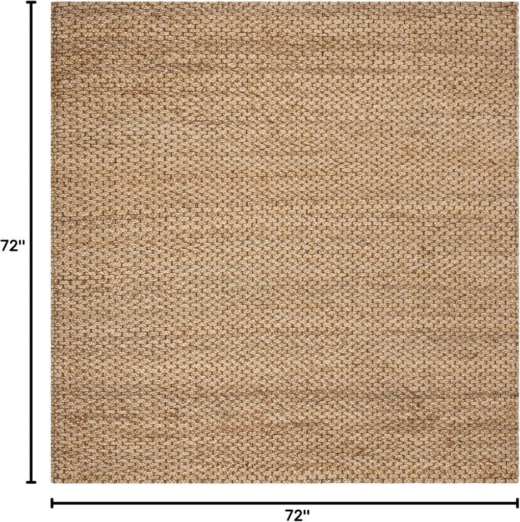 Natural Fiber Collection Area Rug - 6' Square, Natural, Handmade Farmhouse Jute, Ideal for High Traffic Areas (NF870A)