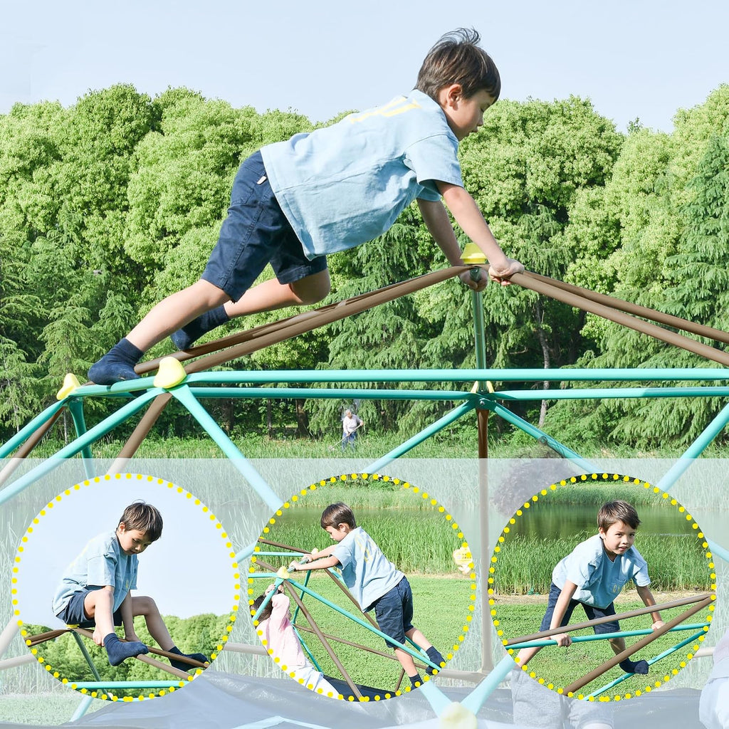 13 FT Climbing Dome for Kids 3 +, Geometric Dome Climber Play Center - Supports 1000LBS Outdoor Playset, Easy