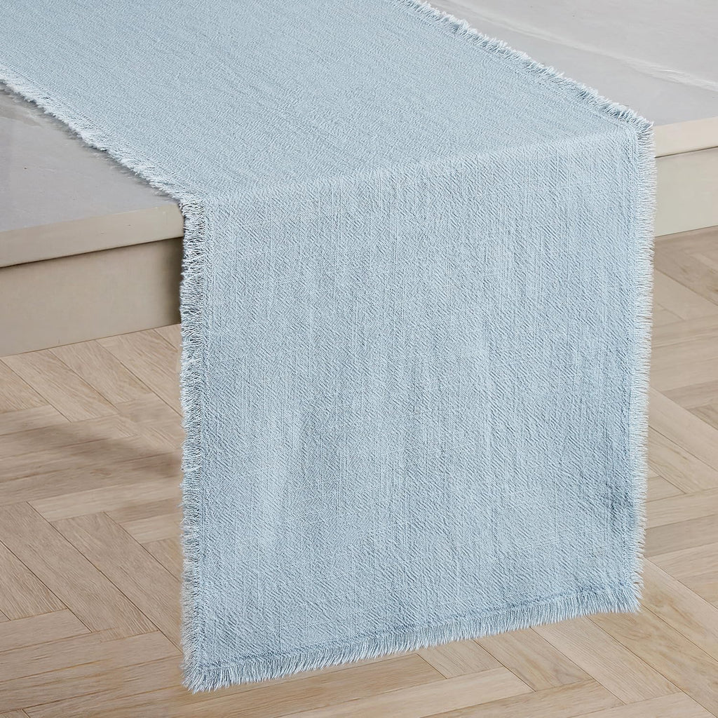 Frayed Edge Table Runner - Light Blue