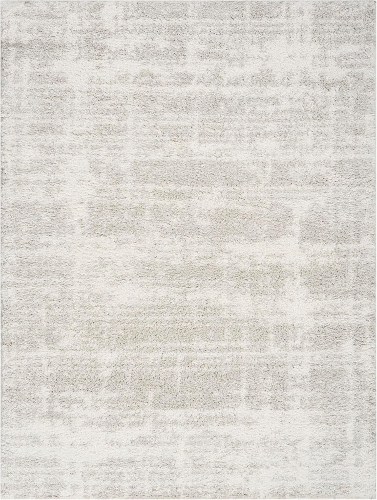 Home Modern Shag Ivory Grey Area Rug - Easy Clean, Non Shedding, Bed Room, Living Room, Dining Room
