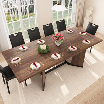 86 in Extendable Dining Table for 6 8 10 People, 59"-86" Farmhouse Rectangle Extending Dining Table w/Removable Leaves