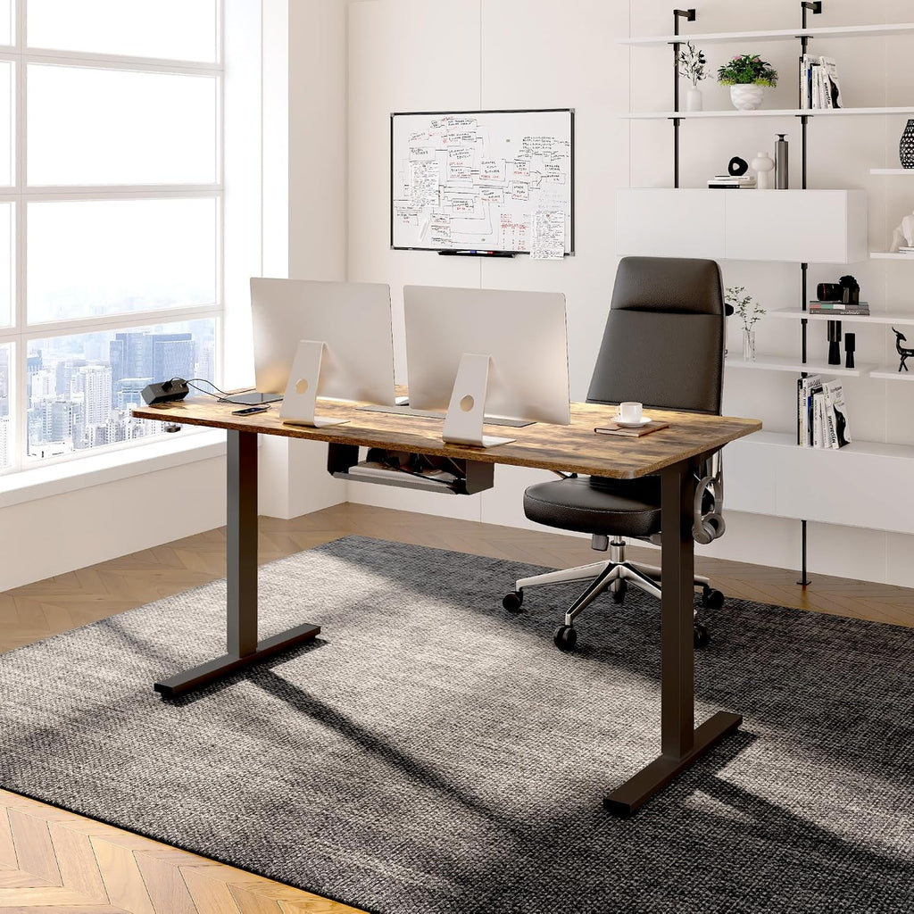 EN2 55"x28" Standing Desk with Power Strip Bundle | One-Piece Desktop, Easy-Access Clamp Power Strip Bundle