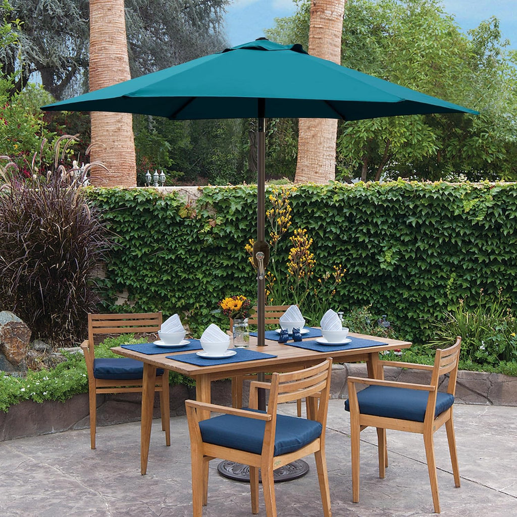 7.5 ft Patio Umbrella, Yard Umbrella, Outdoor Market Umbrella with Push Button Tilt Crank (Cerulean)