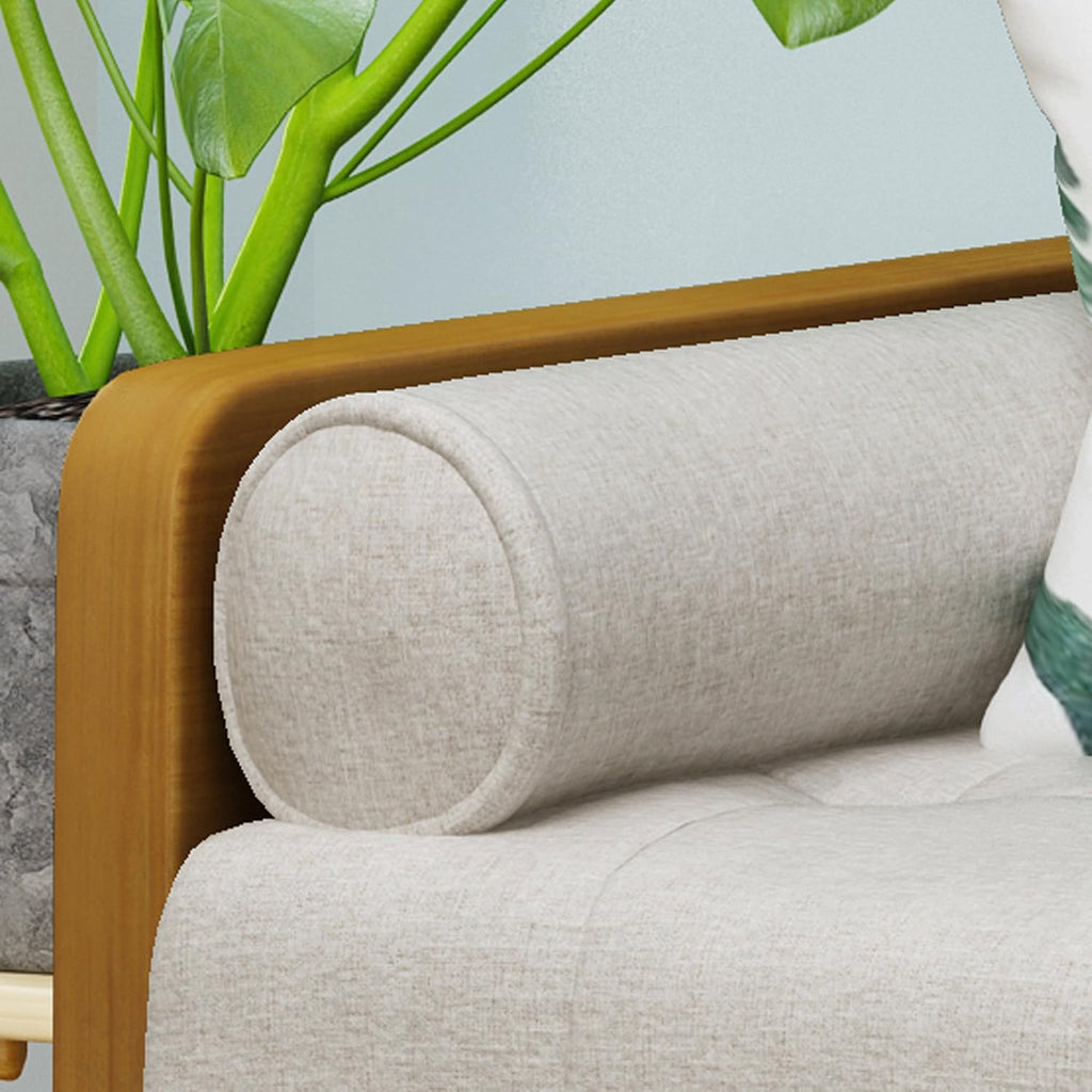 Aidan Mid Century Modern Tufted Fabric Sofa, Beige