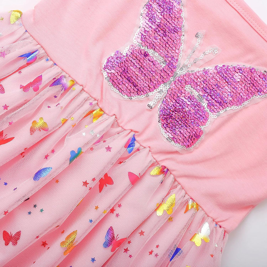 Girl Dresses Flutter Sleeve Tulle Tutu Dress Toddler Summer Clothes Kids Birthday Party Outfit 1-8 Years Old