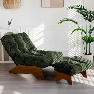 Accent Chair with Ottoman, Lounge Chair with Adjustable Backrest | Tufted Living Room Chair Upholstered Lounge Chair