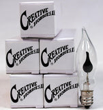 A101 Flicker Flame Light Bulb - 3 Watt, 130 Volt, E12 Candelabra Base, Nickel Plated Base - Dances with a Flickering