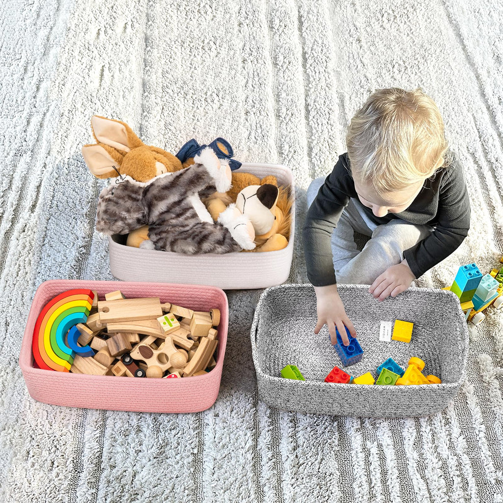 3-Pack Woven Storage Baskets for Organizing, 13 x 8 x 5 in