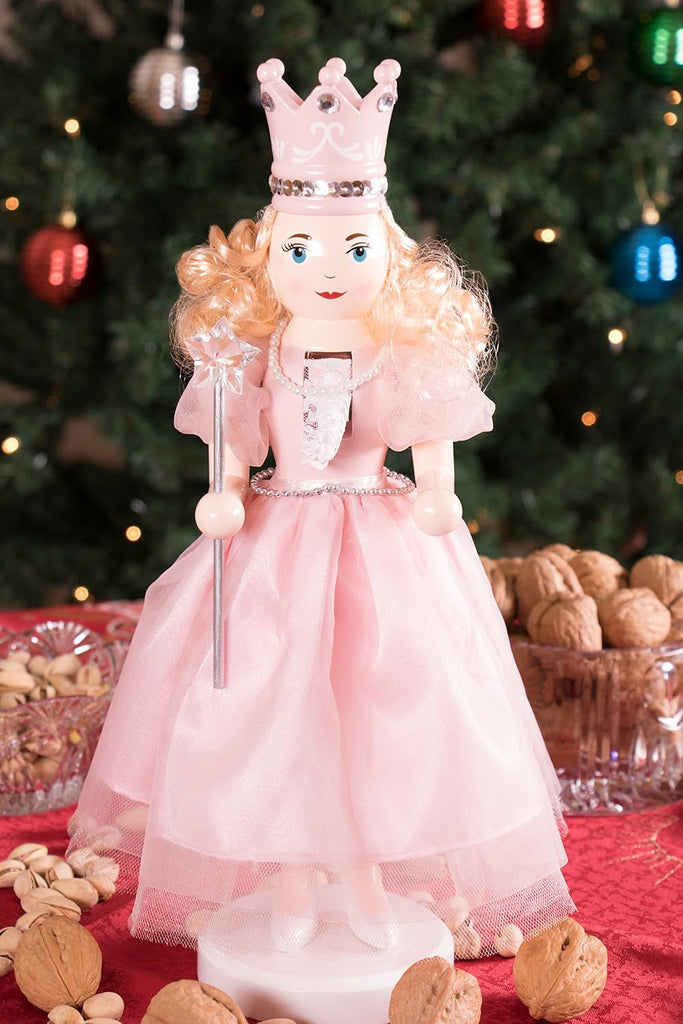 Sugar Plum Fairy 14 Inch Traditional Wooden Nutcracker, Festive Christmas Décor for Shelves and Tables