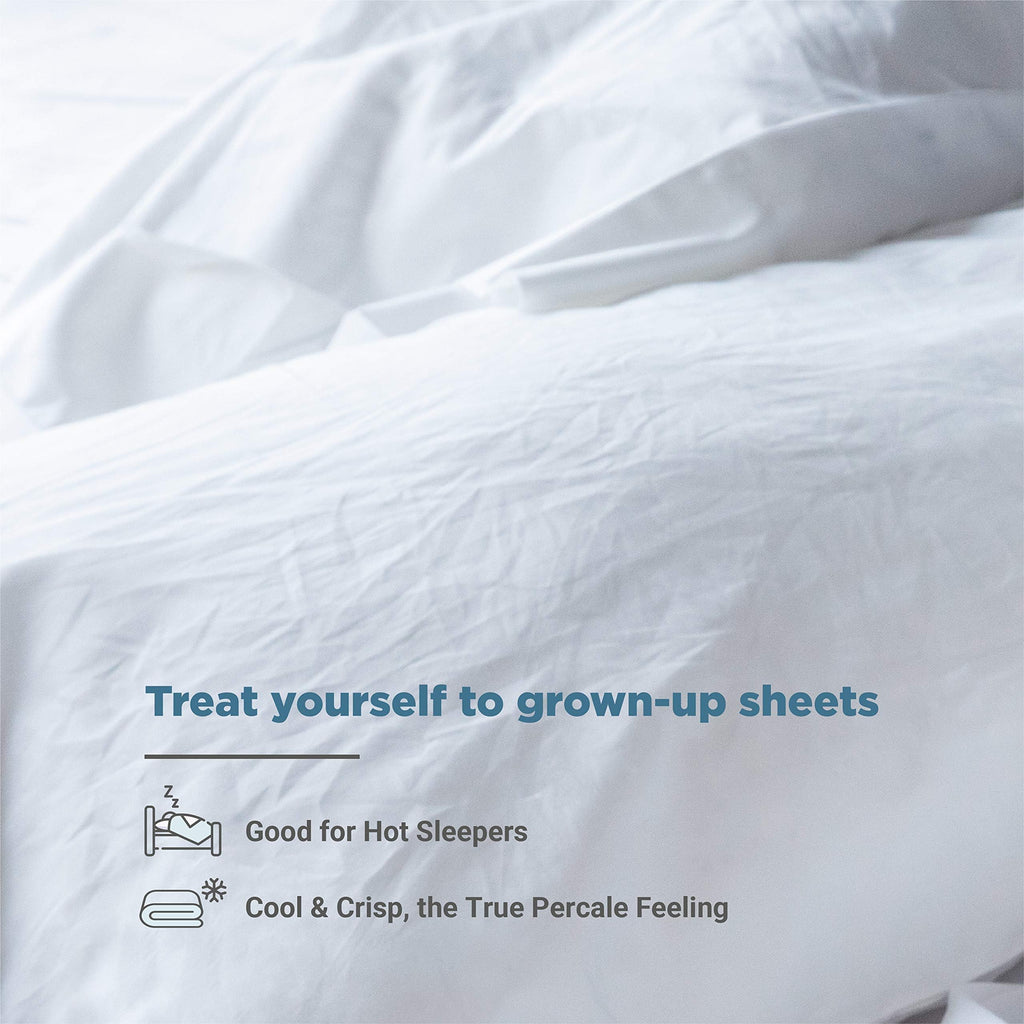 100% Organic Cotton Percale Weave California King Size Sheet Set | 300 Thread Count | GOTS Certified | Long Staple