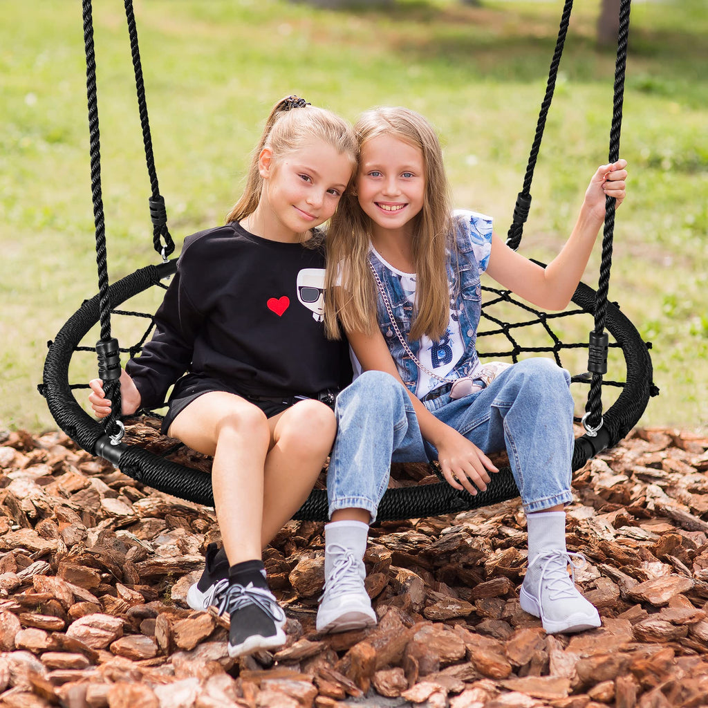 40 Inch Tree Swing, Spider Web Round Swing Net for Kids, 660lbs Weight Capacity, Swing Seat for Backyard, Playground