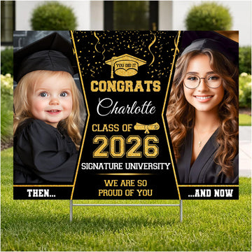 Graduation Welcome Sign With Photo, Custom Graduation Yard Signs, Modern Graduation Party Welcome Sign