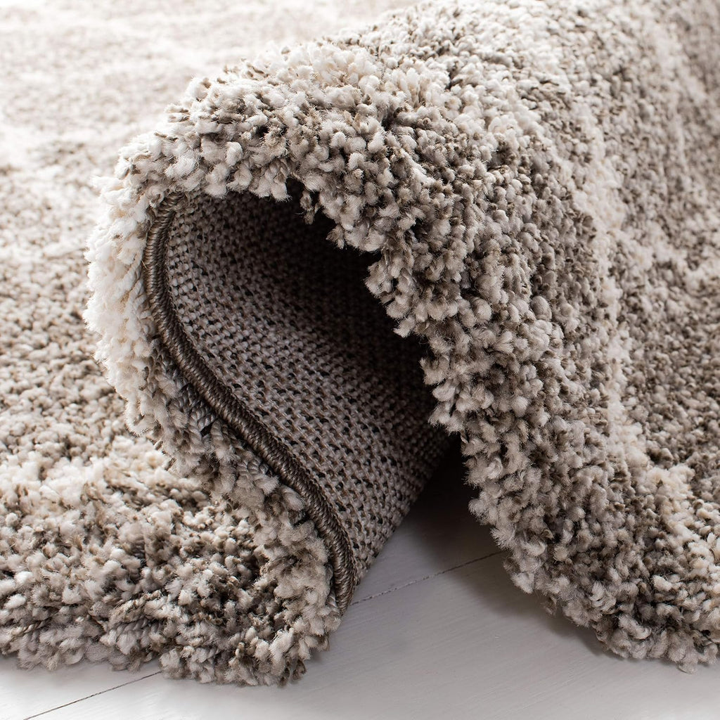 Hudson Shag Collection Area Rug - 5' Round, Grey & Ivory, Moroccan Trellis Design, Non-Shedding & Easy Care, 2-inch