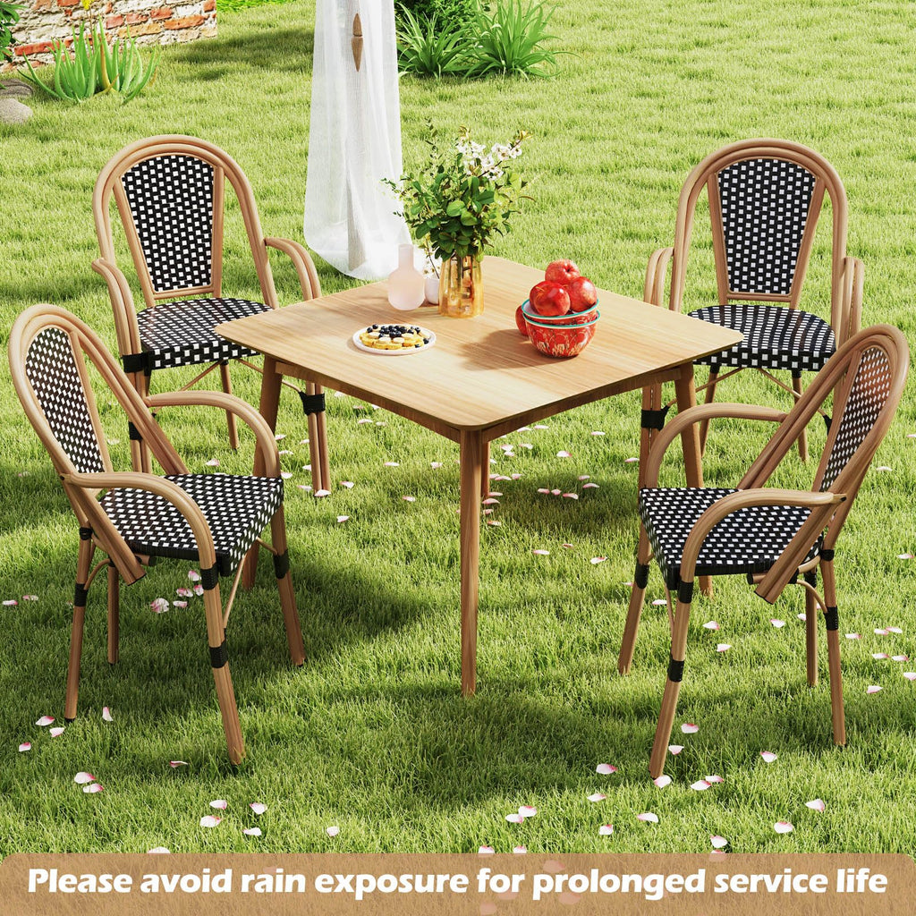 Wicker Patio French Bistro Dining Chairs Set of 2