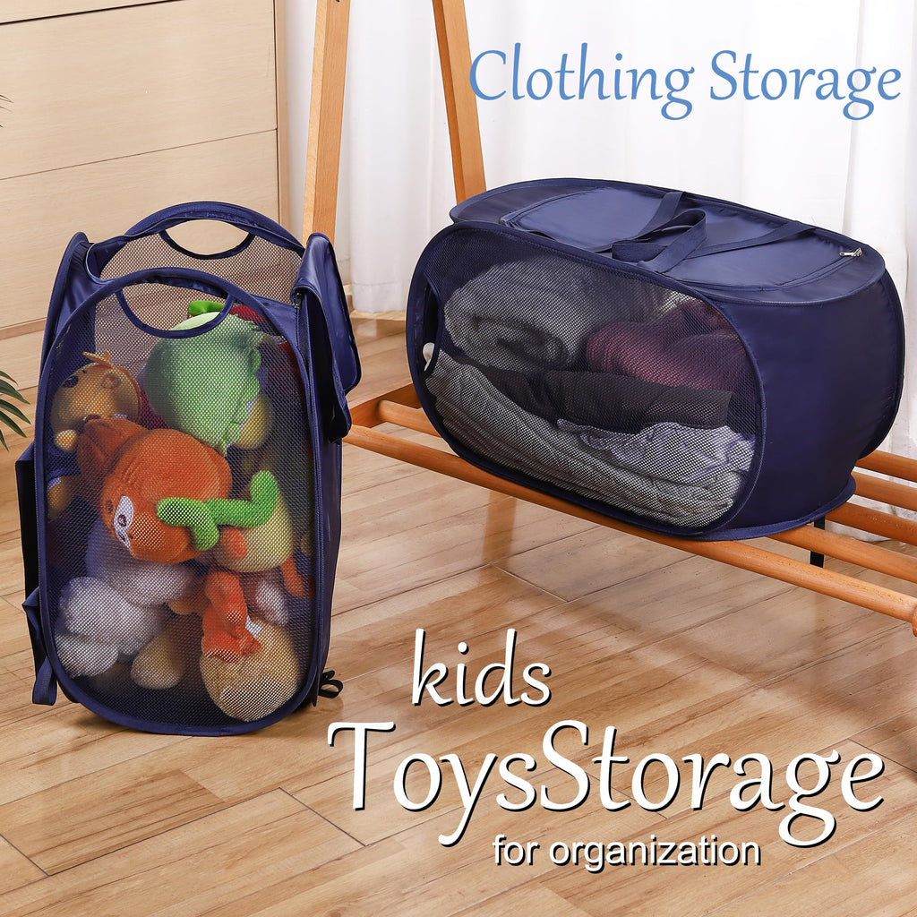 4 Pcs Mesh Popup Laundry Hamper, Opening Laundry Basket, Popup Laundry Basket with Durable Handles, Foldable Pop-up