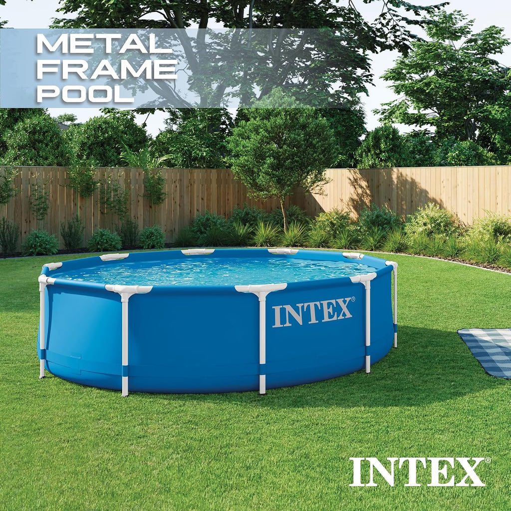 Metal Frame 10ft x 30in Round Above Ground Swimming Pool Set Bundle | 26175EH - 330 GPH Cartridge Filter Pump & Pool