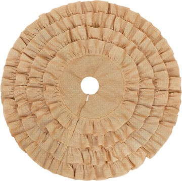 Burlap Christmas Fall Tree Skirt Boho Ruffled Trim Christmas Tree Collar Linen Rustic Skirt Decorations for Farmhouse