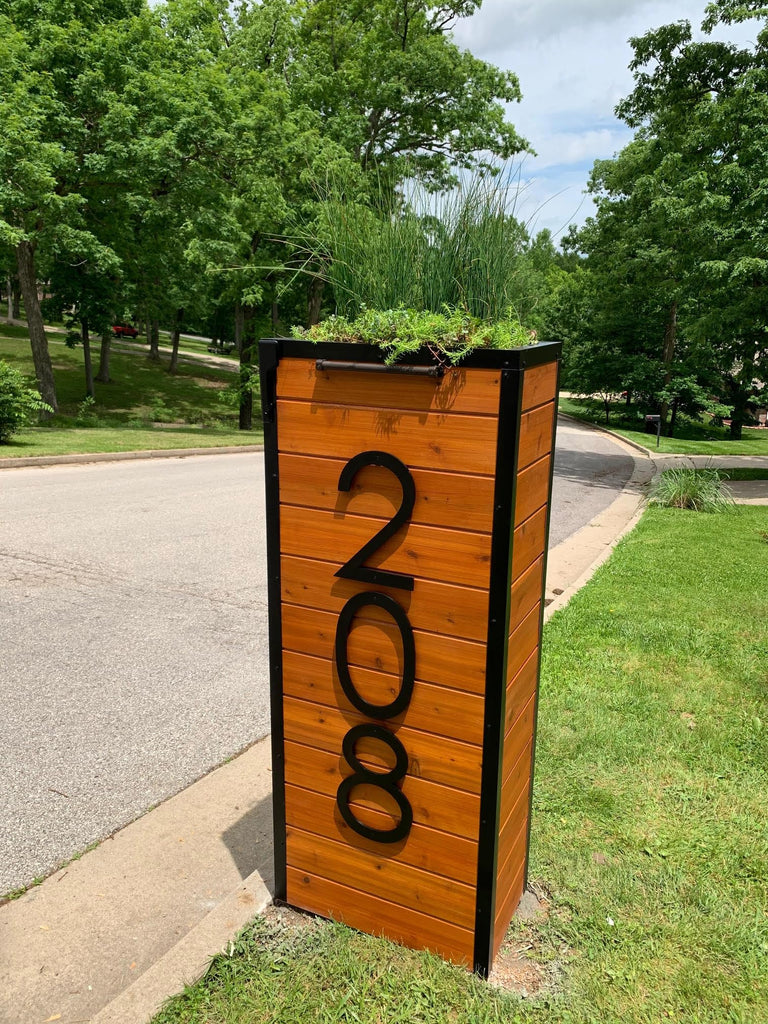 12 inch Large Modern House Numbers, black plastic with hardware included (8, Black)