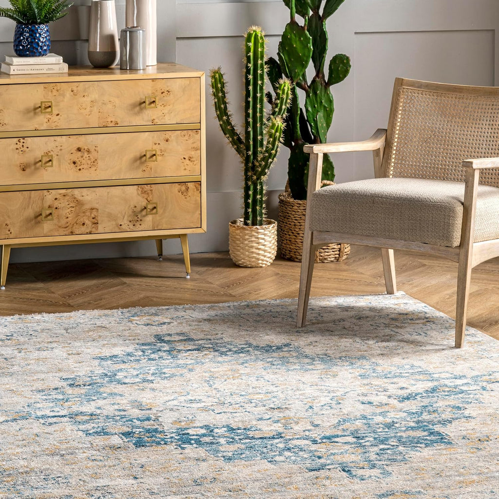 Diana Blue Medallion Power Loomed Area Rug