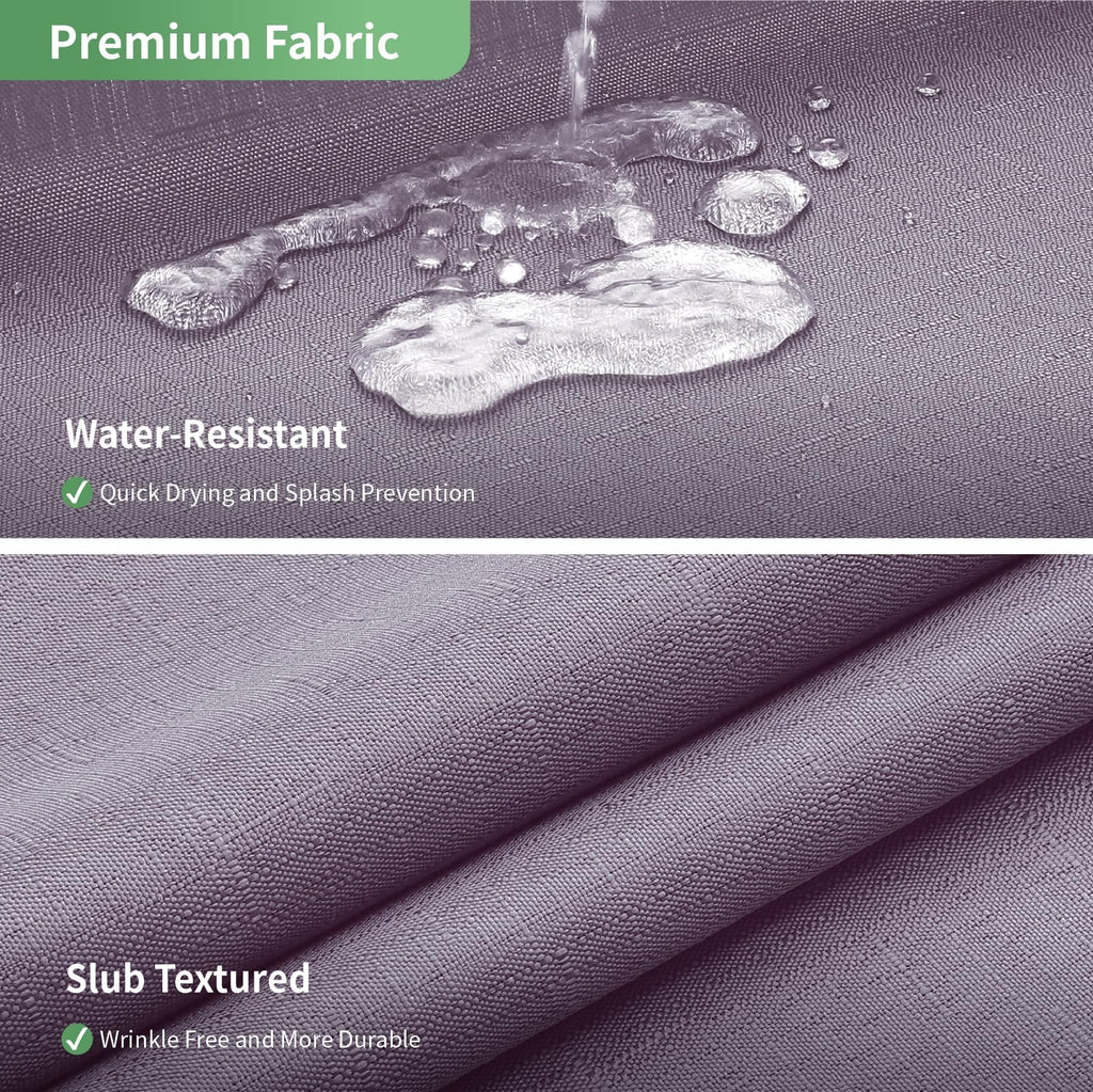 Lavender No Hook with Snap-in Fabric Liner Set, Slub Textured Fabric Shower Curtains Style Modern, Water Repellent &