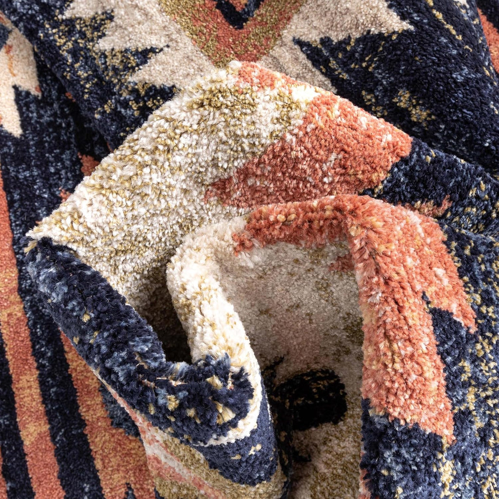 Lizette Dark Blue Traditional Medallion Area Rug