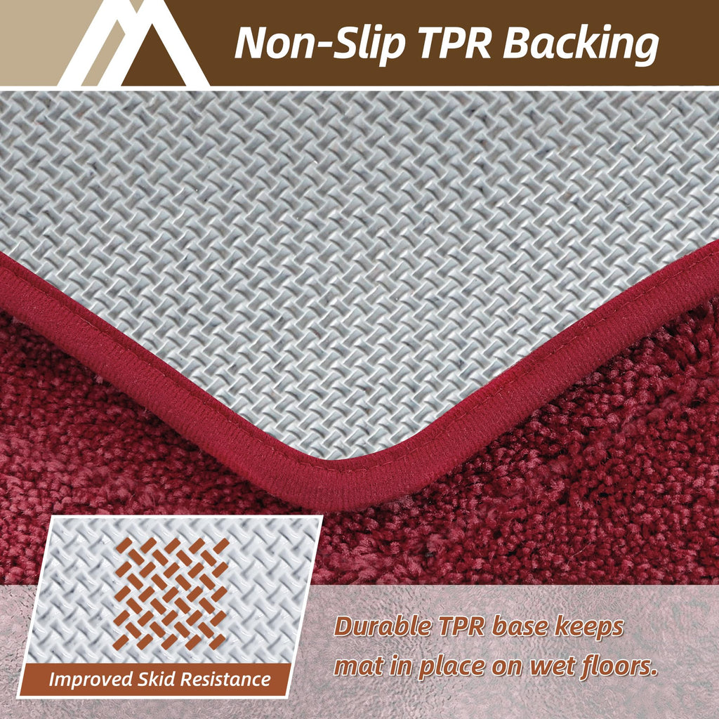 Plush Non-Slip Bath Mat, Red, 20" x 32"