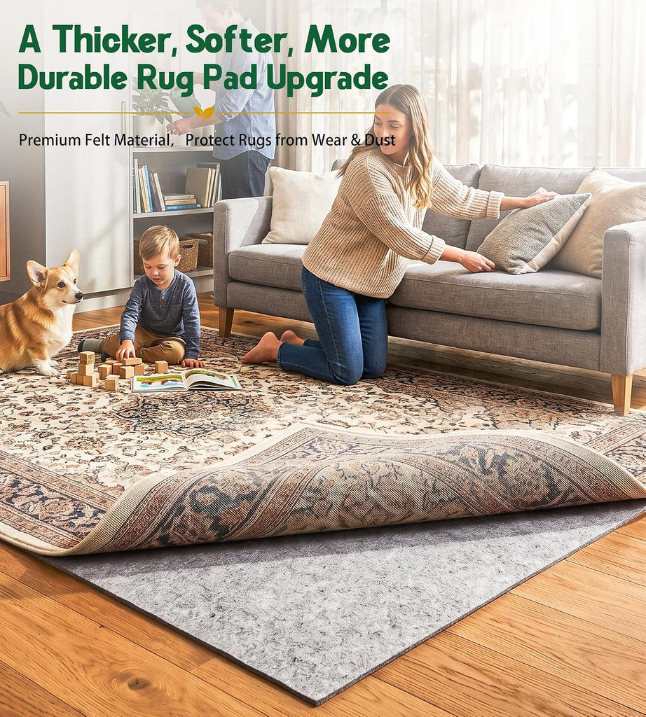 Felt Rug Pad 9x12-1/8 Inch Thick Cushion for 9' x 12' Carpet Mat Liner, Protection Cushioning for Hardwood Tile