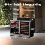 Wine Beverage Refrigerator Bundle - 48 Inch 34-65°F Drink Fridge Glass Door, 3 L