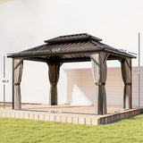 10' x 14' Hardtop Gazebo with UPF50+ Double Galvanized Steel Roof Canopy