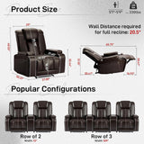Recliner Chair Set of 2 Theater Seating Breathable Leather Sofa, Suitable Living Room Home Brown A120-B0F8TPTTNL