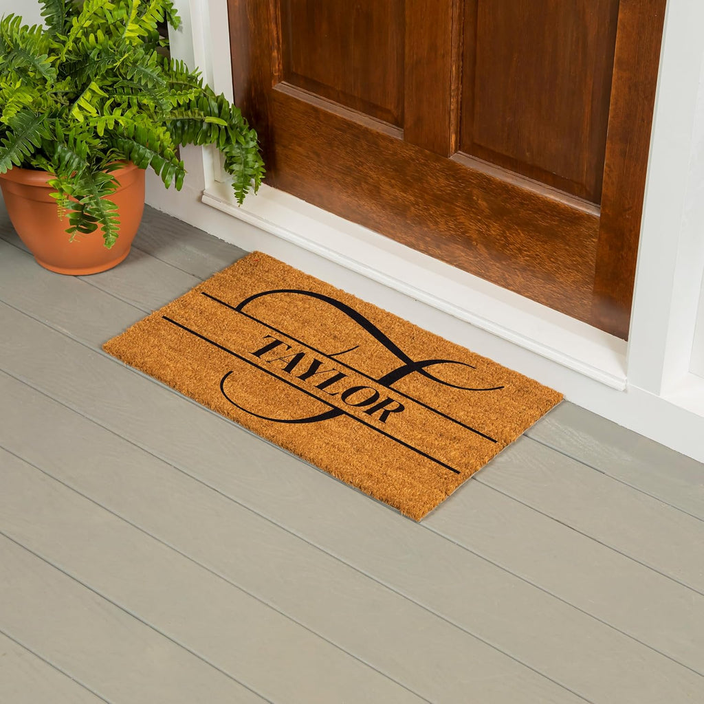 Flag Monogram Personalized Coir Doormat, 18x30 Inches Custom Name Coir Door Mats Outdoor, Front Door Welcome Mats