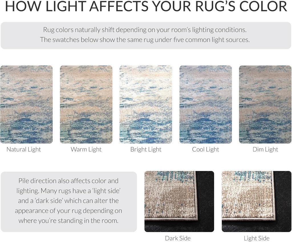 Madison X-Large Area Rug - 12' x 15', Blue & Grey, Modern Boho Abstract Design, Non-Shedding & Easy Care