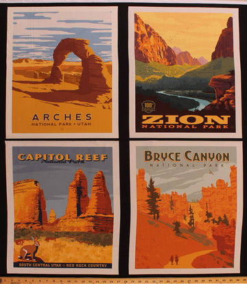 36" X 44" Panel National Parks Utah Arches Bryce Canyon Scenic Landscape Nature Cotton Fabric Panel (D472.34)
