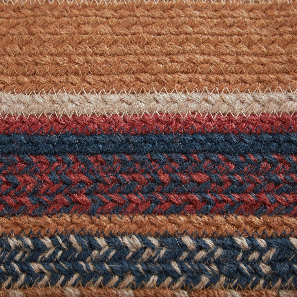 Stratton Primitive Jute Blue Striped Accent Rug Decor Oval w/Floor Pad 27"x48"