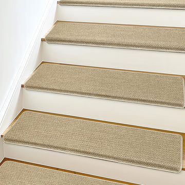 Bullnose Carpet Stair Treads Non Slip for Wooden Steps Indoor, 9.5" x 35" 8 Pieces, Extra Wide Bull Nose Carpet