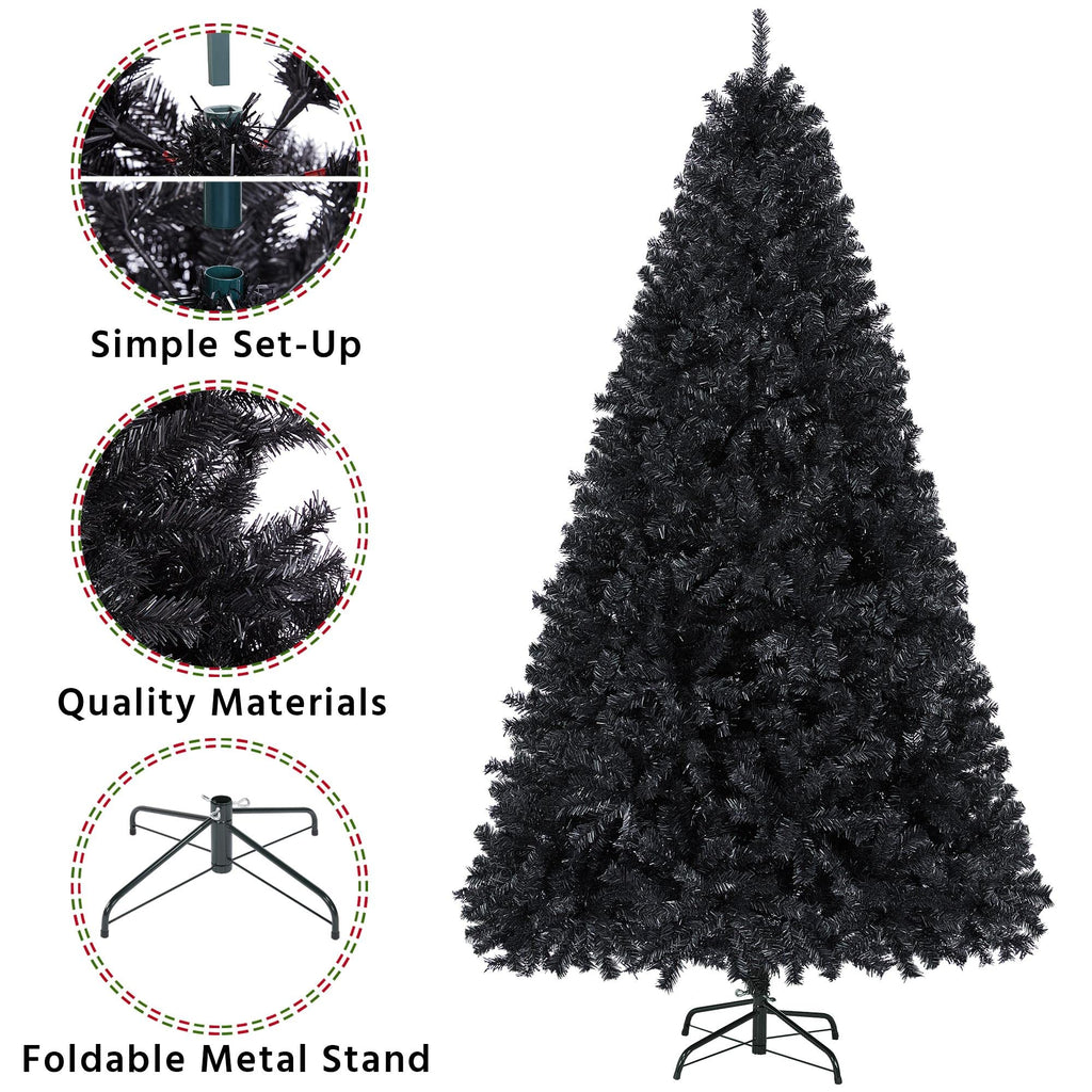 6ft Black Artificial Christmas Pine Tree, Unlit Christmas Trees