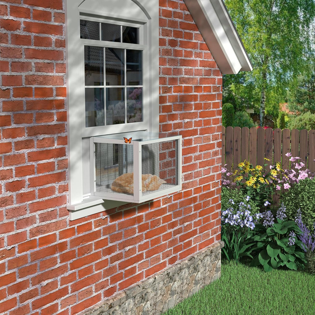 Cat Window Box, Mosquito Proof Cat Window Catio, Min Height 18"